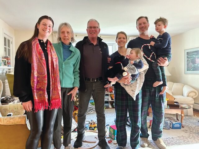 McNAMARA CLAN: Diane and Joe gather with their family. From left, their  daughter, Katie,  and son Bill with his wife Katie and their sons Will and Charlie. (Submitted photo)